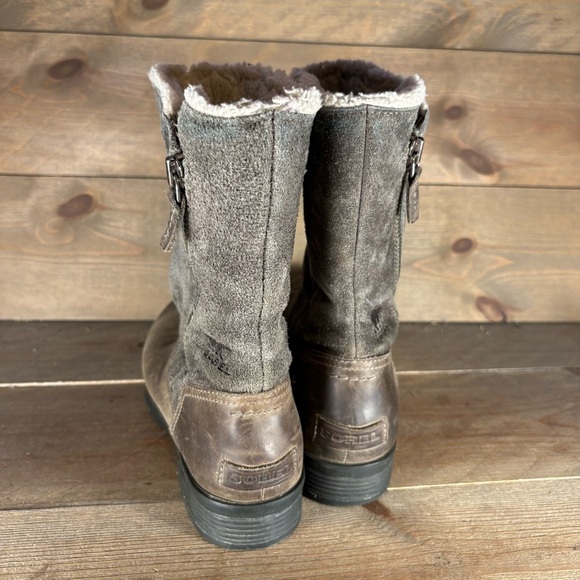 sorel emilie foldover womens size 8 shoes brown suede sherpa lined snow boots - Picture 4 of 8